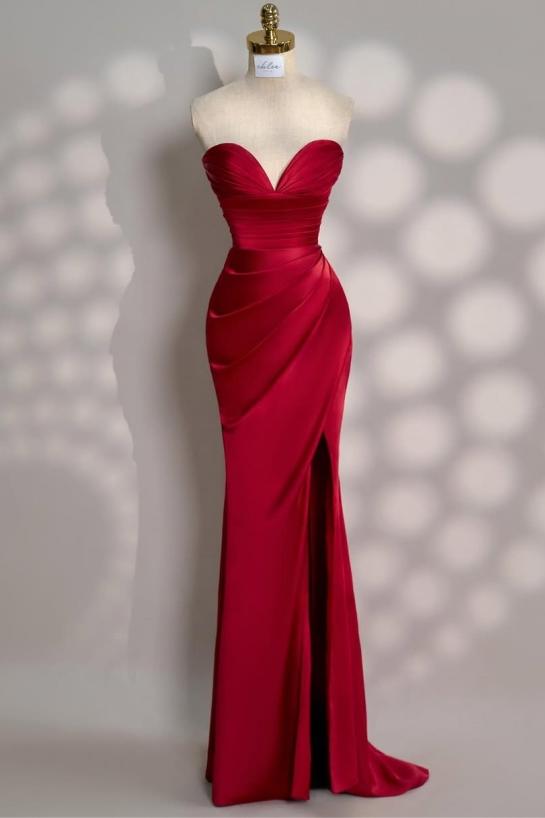 Mermaid Prom Dress Sleeveless Sweetheart Satin Formal Dress