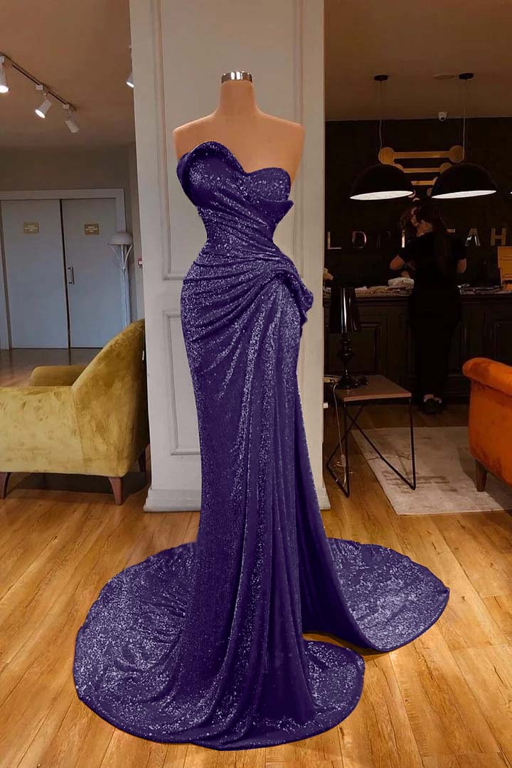 Mermaid Prom Dress Sleeveless Sweetheart Sequined Formal Dress