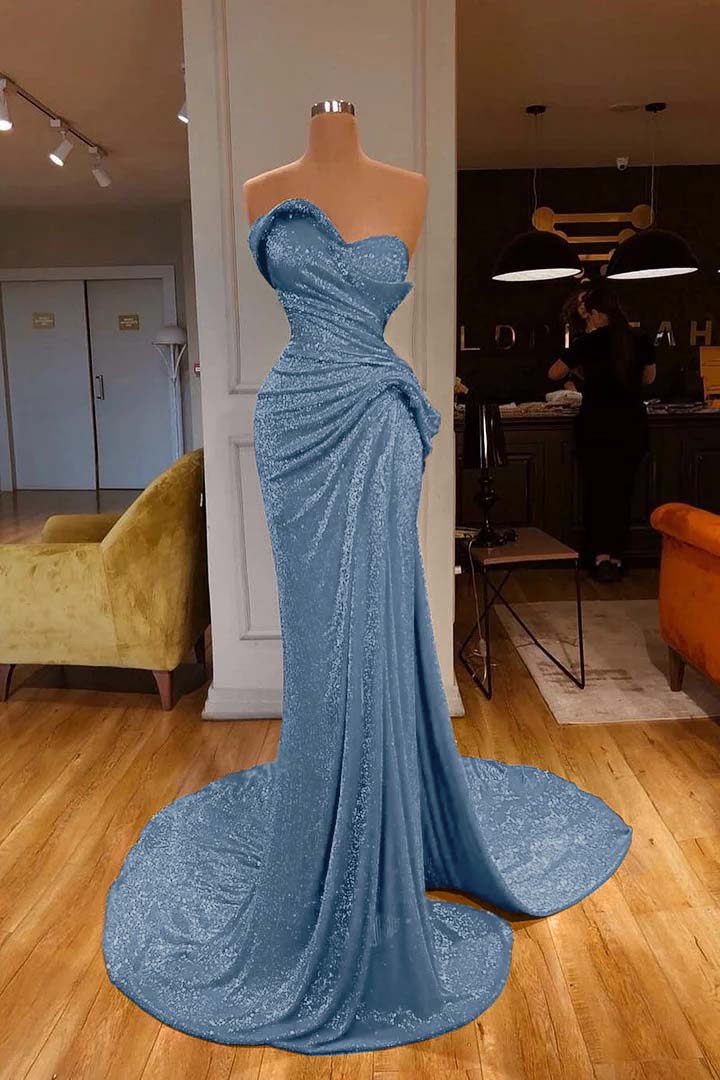 Mermaid Prom Dress Sleeveless Sweetheart Sequined Formal Dress