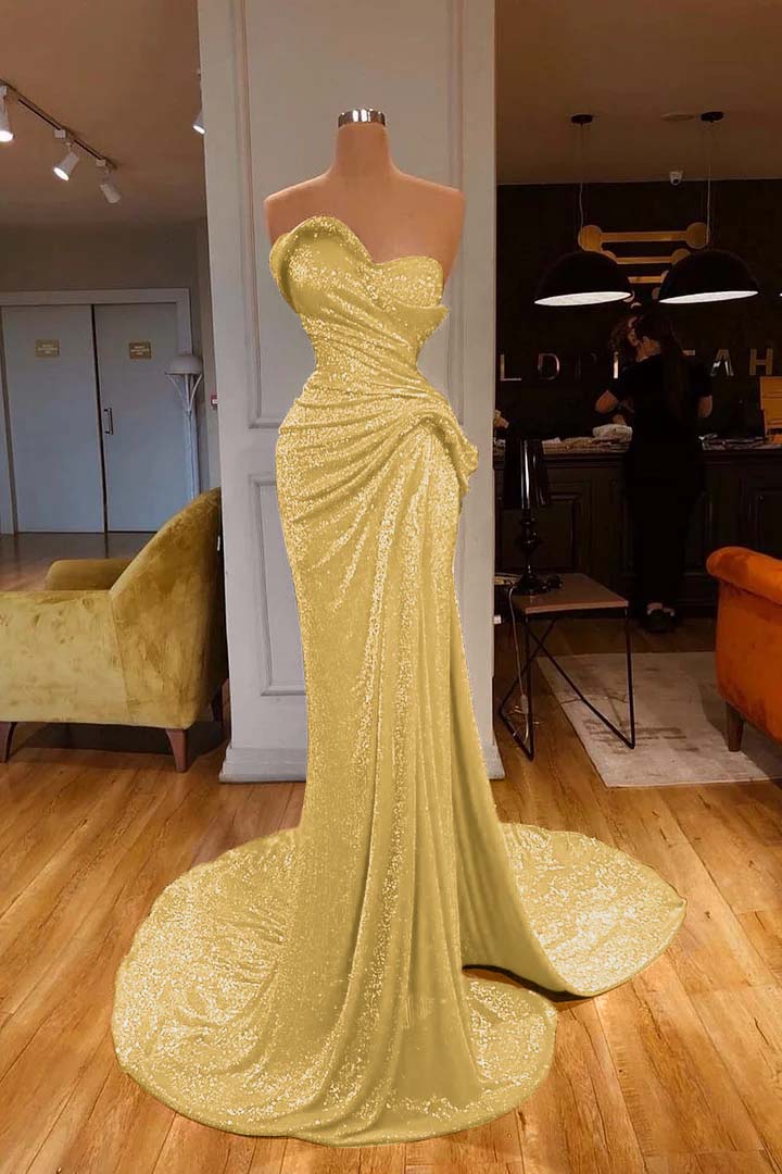 Mermaid Prom Dress Sleeveless Sweetheart Sequined Formal Dress