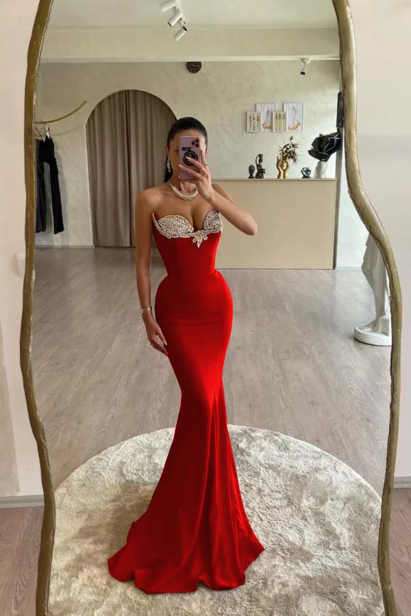 Mermaid Prom Dress Sweetheart Beaded Formal Dress