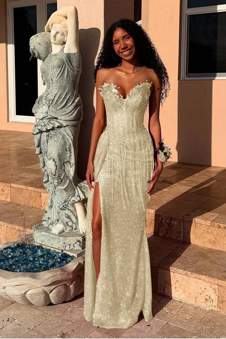 Mermaid Prom Dress Sweetheart Sleeveless Beaded Formal Dress