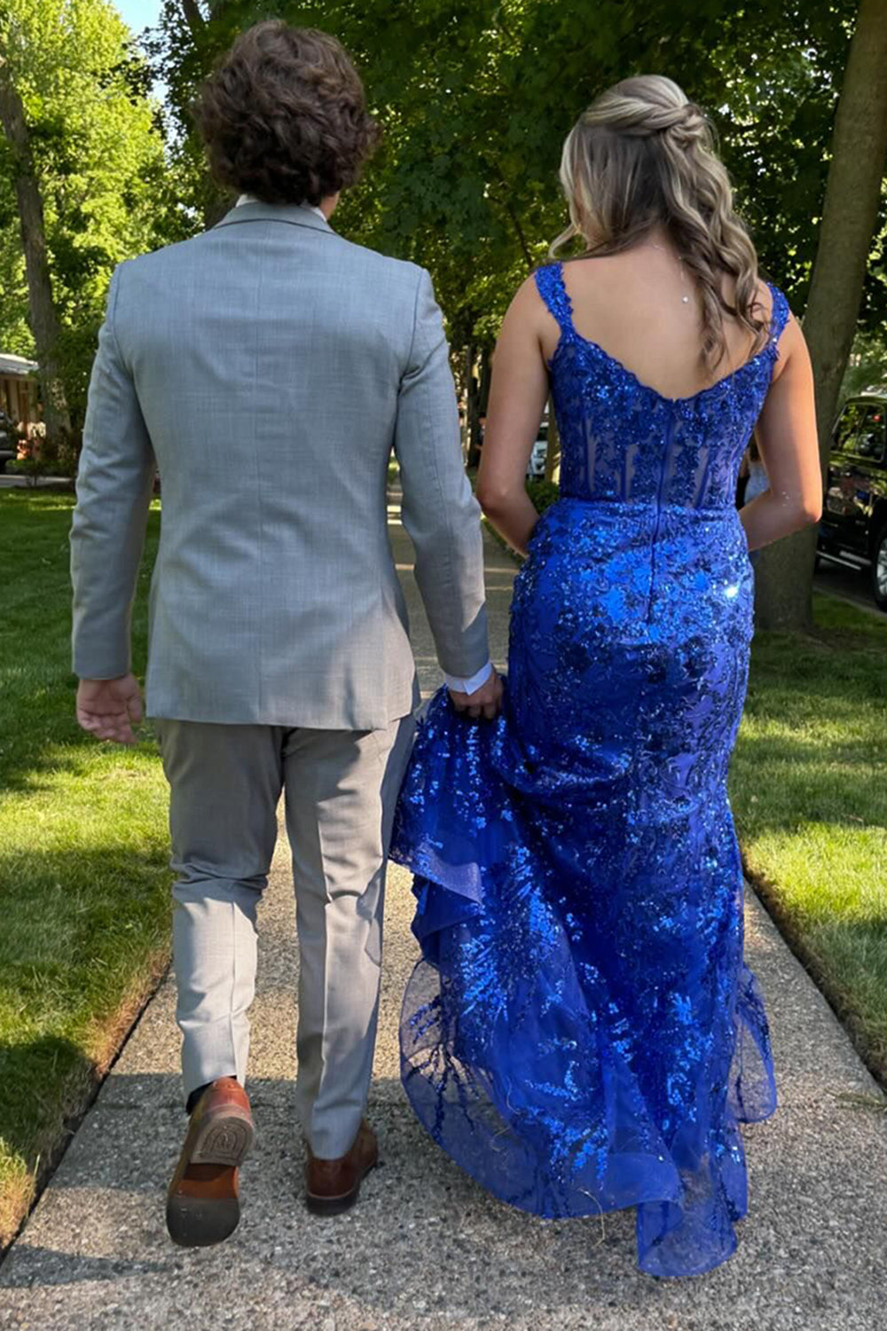 Mermaid Red Prom Dress Long Appliqued Formal Dress With Slit