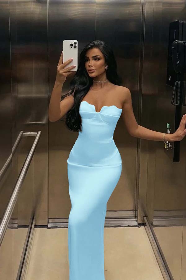 Mermaid Satin Prom Dress Sleeveless Sweetheart Formal Dress