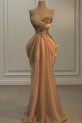 Mermaid Sweetheart Sleeveless Beading Organza Formal Dress With Rhinestone