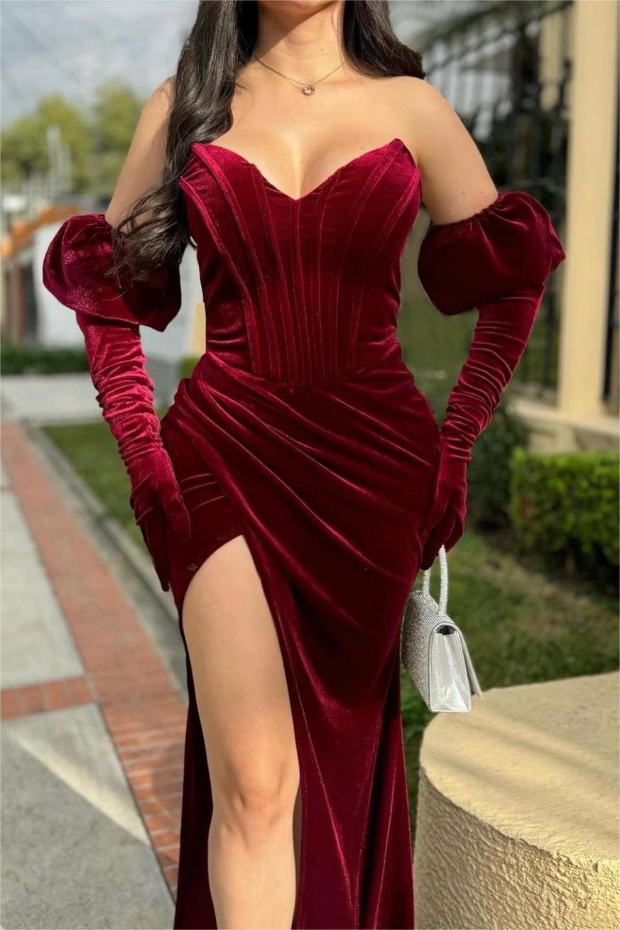 Mermaid Velvet Evening Dress Sleeveless Sweetheart Formal Dress