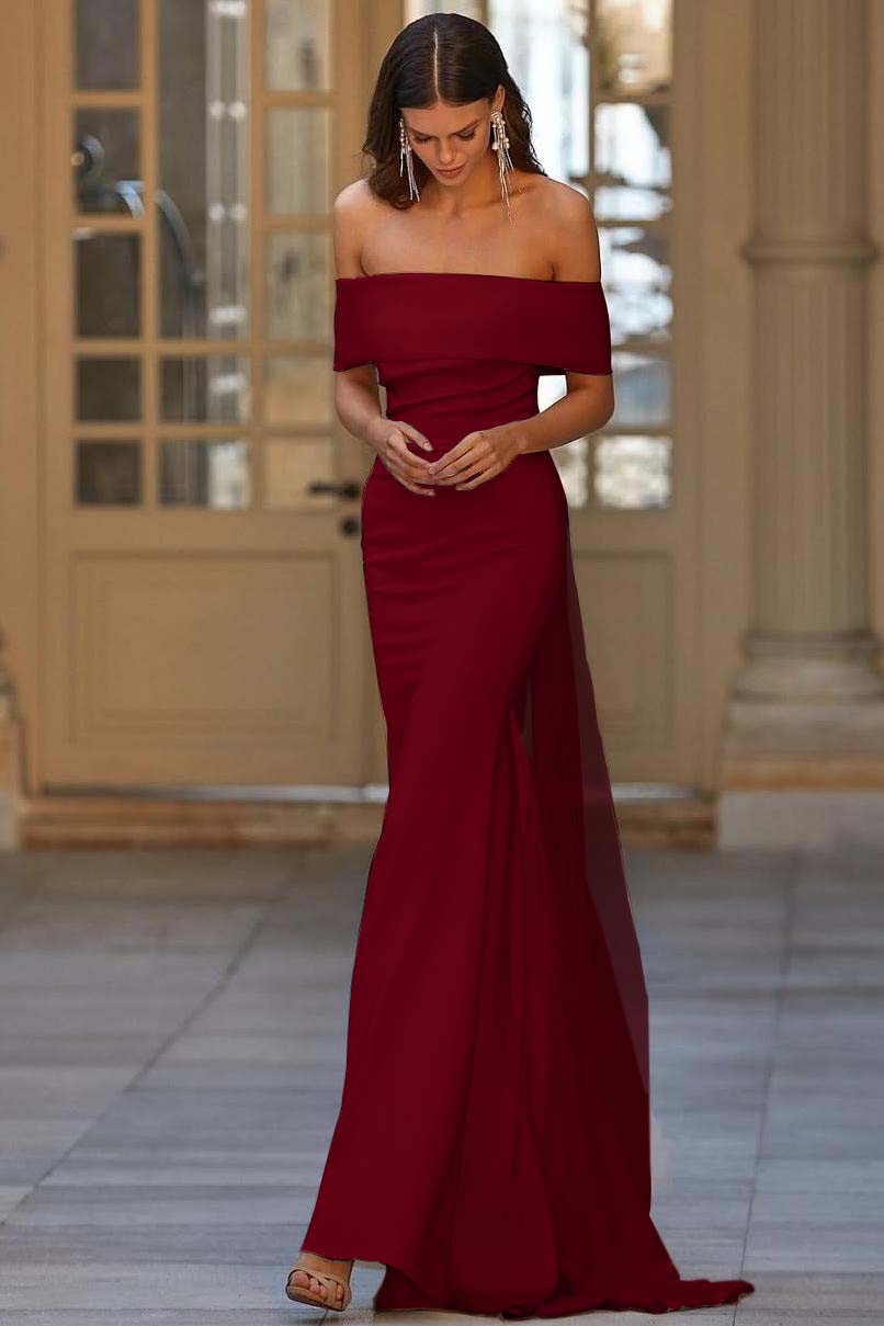 Mermaid Wedding Dress Satin Off the Shoulder Formal Dress