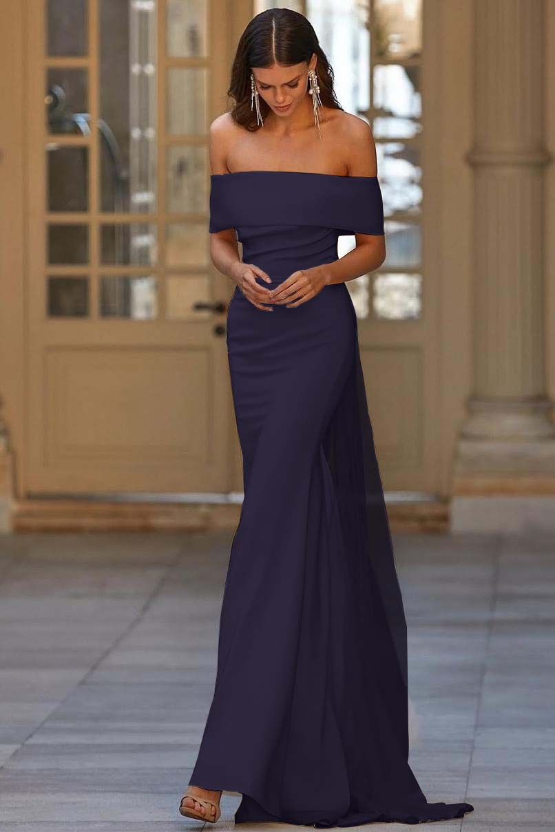 Mermaid Wedding Dress Satin Off the Shoulder Formal Dress