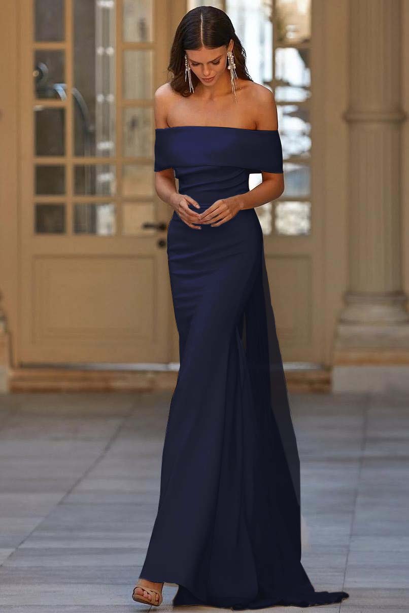 Mermaid Wedding Dress Satin Off the Shoulder Formal Dress