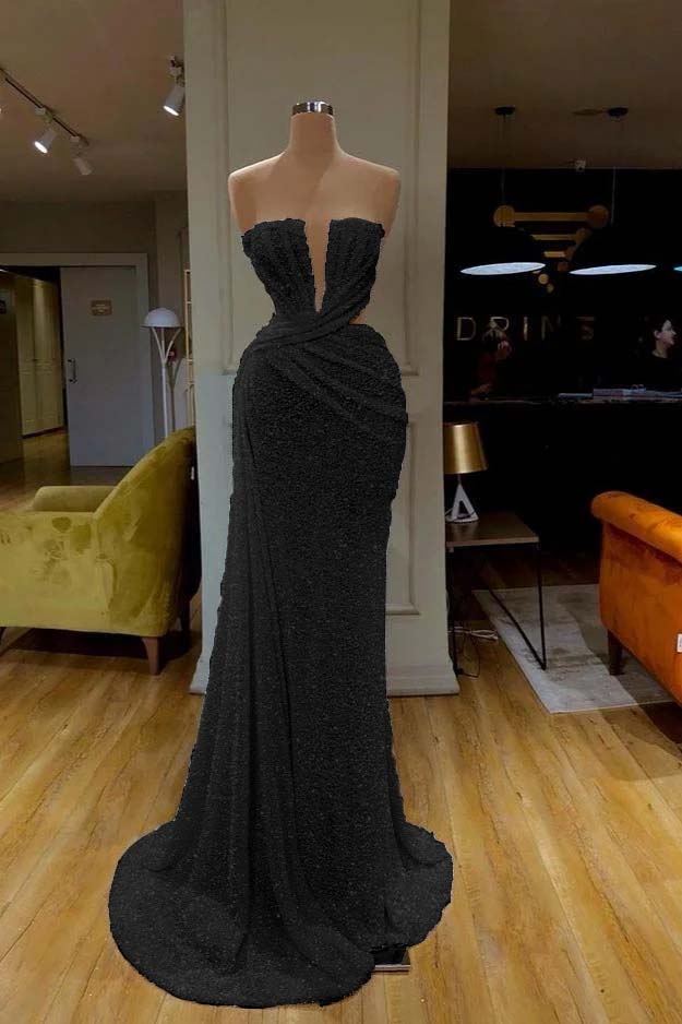 Mermaid Wedding Dress Sleeveless Strapless Sequined Formal Dress