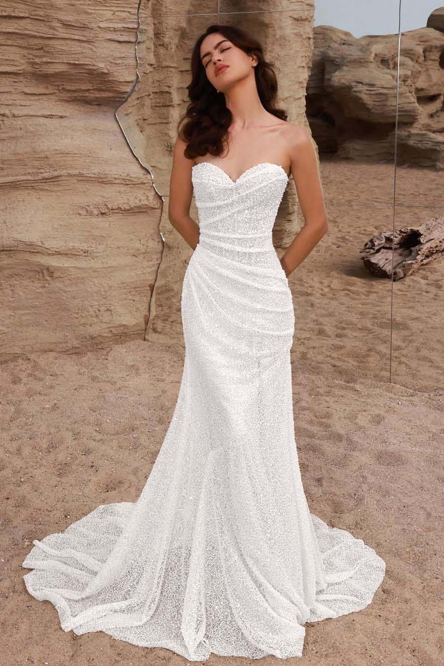 Mermaid Wedding Dress Sleeveless Sweetheart Beaded Formal Dress