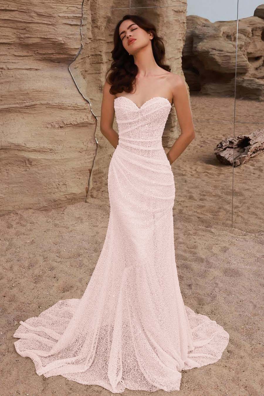 Mermaid Wedding Dress Sleeveless Sweetheart Beaded Formal Dress