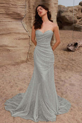 Mermaid Wedding Dress Sleeveless Sweetheart Beaded Formal Dress