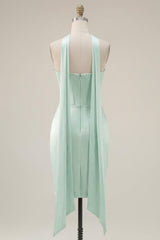 Mint Corset Short Tight Strapless Ruched Homecoming Dress with Slit
