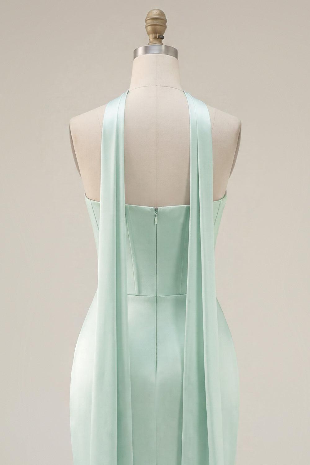 Mint Corset Short Tight Strapless Ruched Homecoming Dress with Slit
