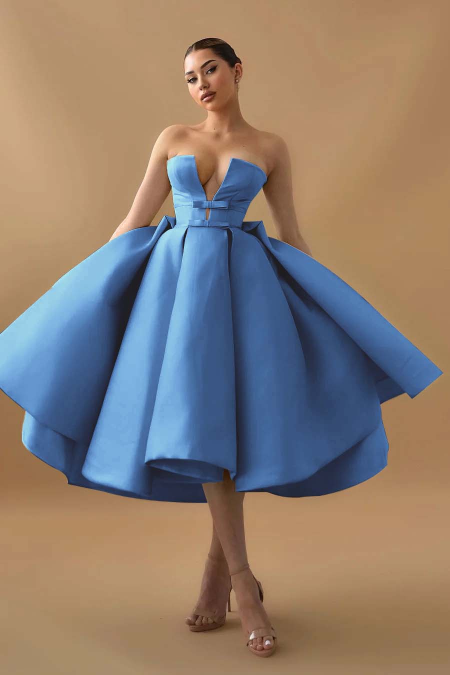 Mint Green Homecoming Dress Strapless Sleeveless A Line Cocktail Dress With Ruffles