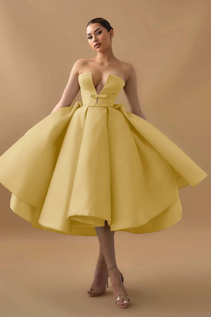 Mint Green Homecoming Dress Strapless Sleeveless A Line Cocktail Dress With Ruffles