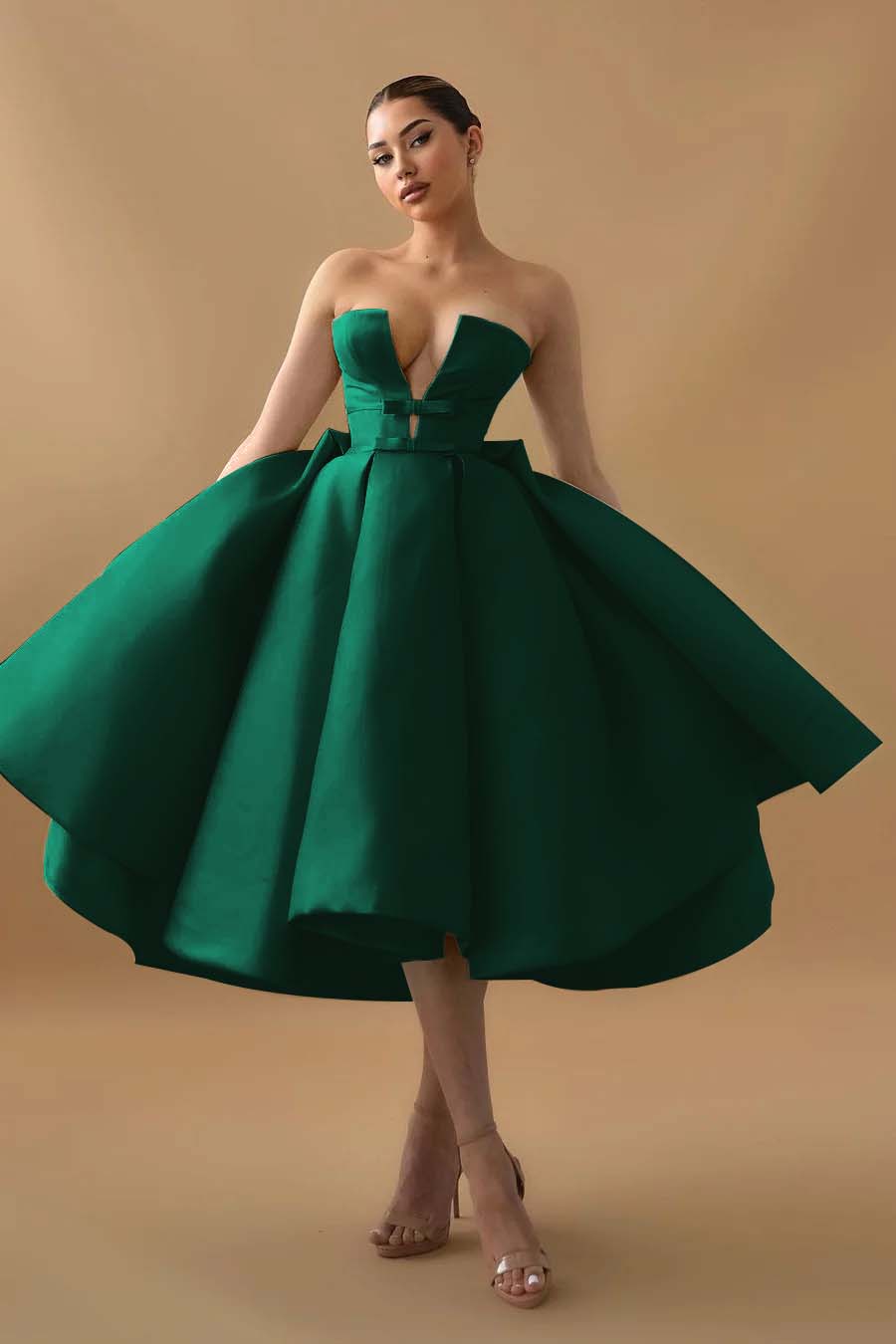 Mint Green Homecoming Dress Strapless Sleeveless A Line Cocktail Dress With Ruffles