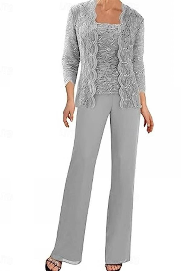 Mint Green Mother of the Bride Pantsuit 3/4 Sleeve Wedding Guest Pantsuit