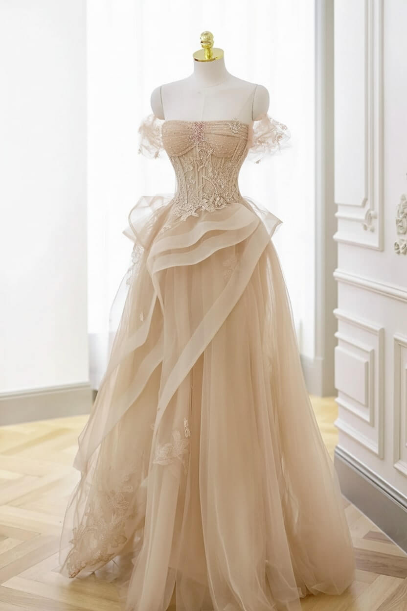 Mint Green Prom Dress Tulle Lace Long Elegant Corset Formal Party Evening Dress