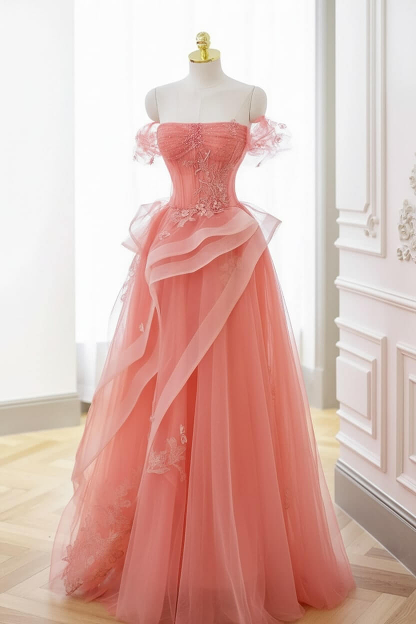 Mint Green Prom Dress Tulle Lace Long Elegant Corset Formal Party Evening Dress