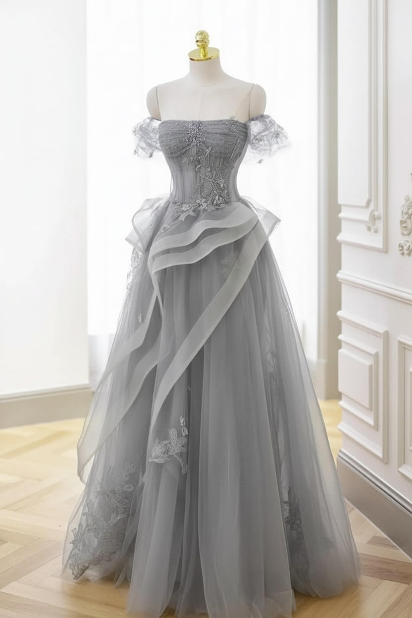 Mint Green Prom Dress Tulle Lace Long Elegant Corset Formal Party Evening Dress