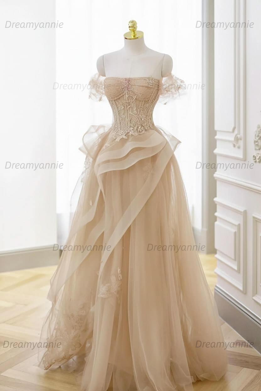 Mint Green Prom Dress Tulle Lace Long Elegant Corset Formal Party Evening Dress