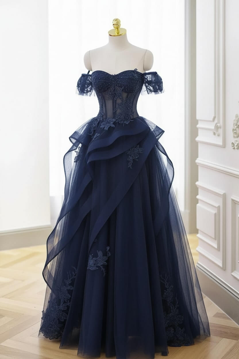 Mint Green Prom Dress Tulle Lace Long Elegant Corset Formal Party Evening Dress