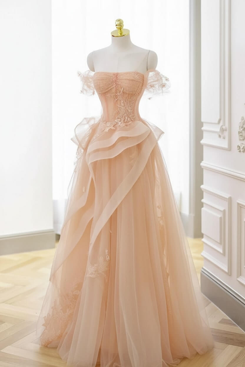 Mint Green Prom Dress Tulle Lace Long Elegant Corset Formal Party Evening Dress