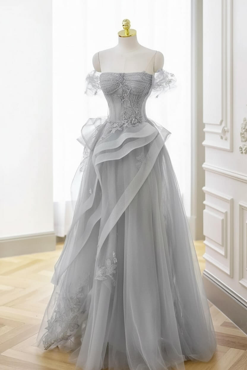 Mint Green Prom Dress Tulle Lace Long Elegant Corset Formal Party Evening Dress