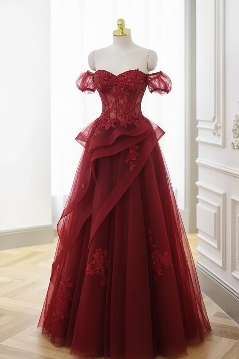 Mint Green Prom Dress Tulle Lace Long Elegant Corset Formal Party Evening Dress