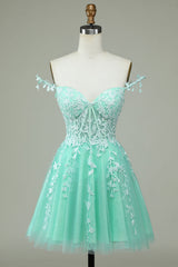 Mint Homecoming Dress Backless Short Cocktail Dresses with Appliques