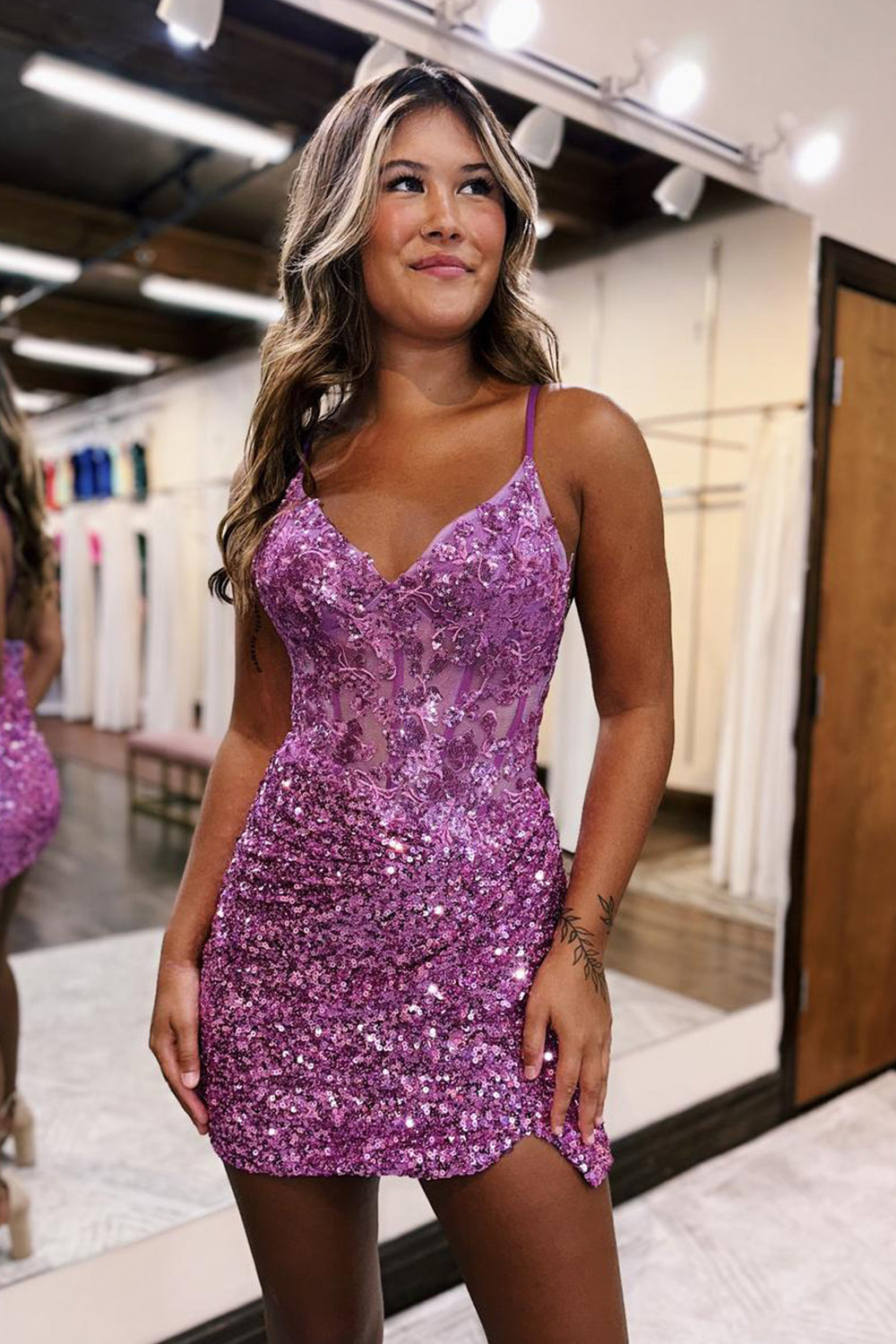 Mint Homecoming Dress Sequin Corset Tight Short Prom Dress