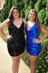 Mirror Golden Homecoming Dress Spaghetti Straps Tight Short Prom Dress