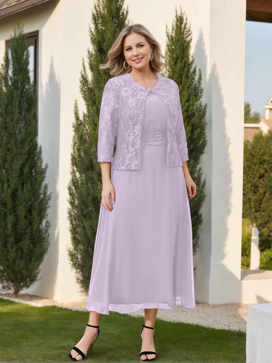 Mother of the Bride A Line Dresses Featuring Applique and Jacket