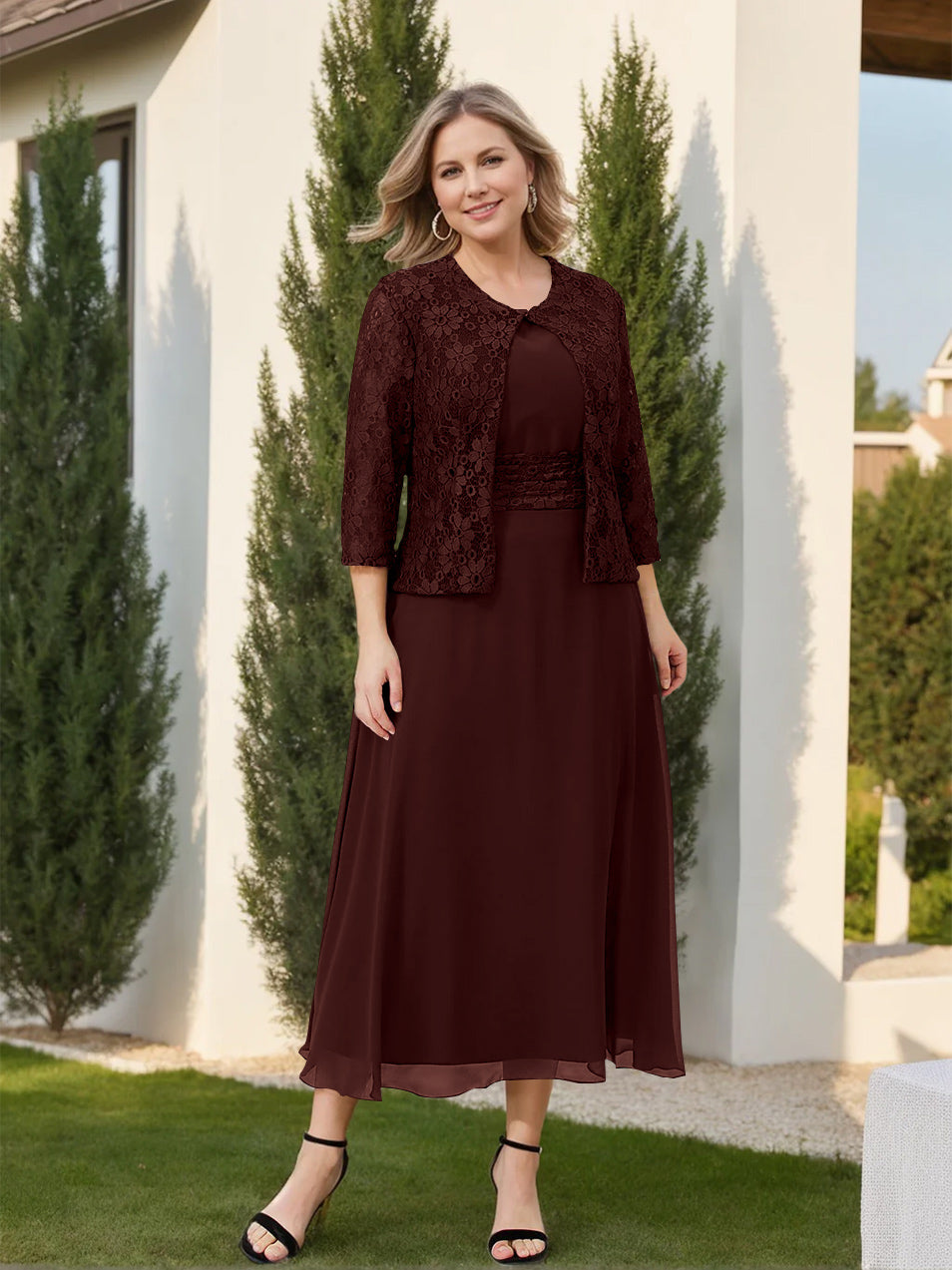 Mother of the Bride A Line Dresses Featuring Applique and Jacket