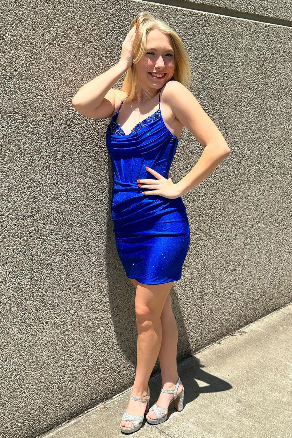 Navy Homecoming Dress Beaded Corset Tight Short Cocktail Dresses
