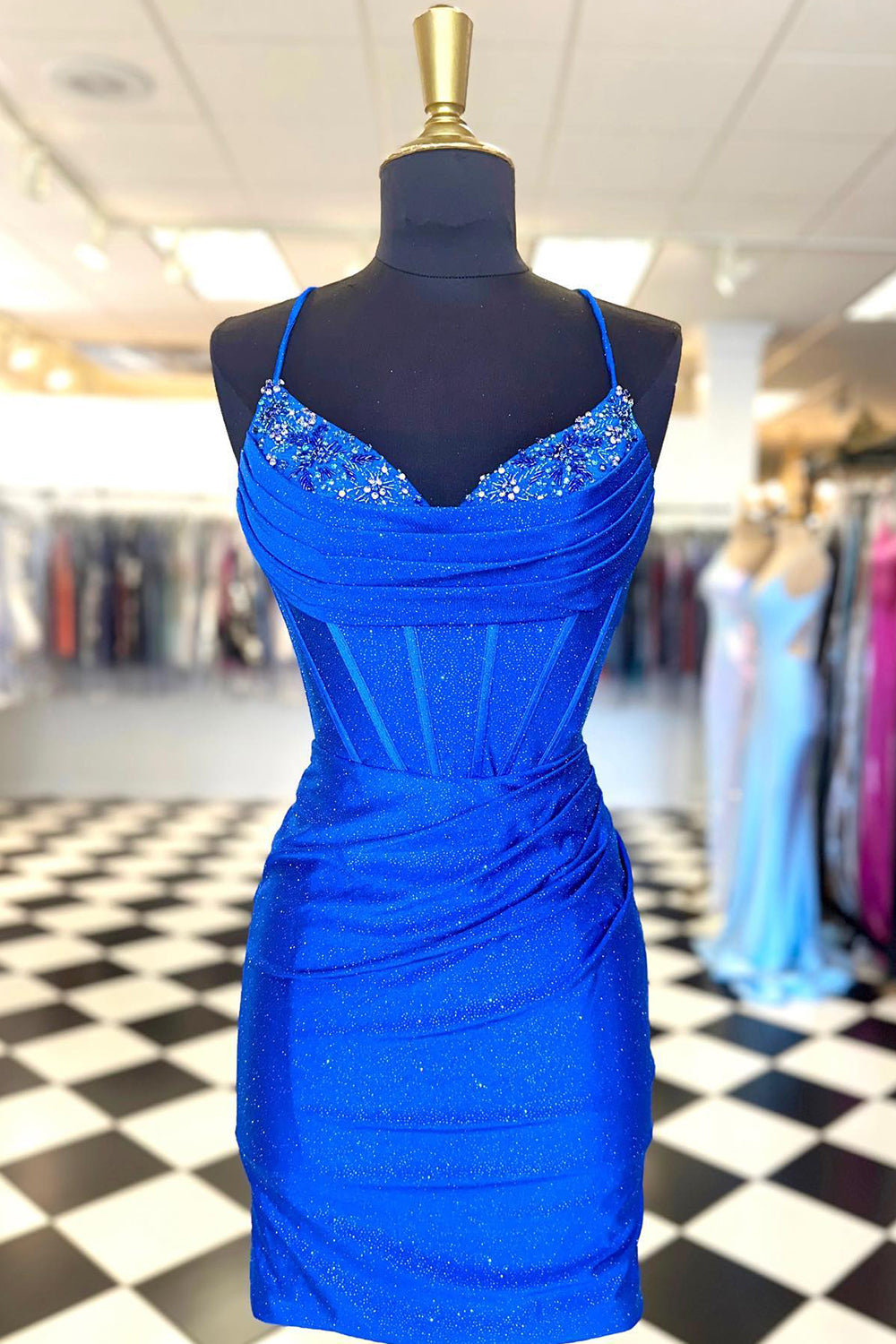 Navy Homecoming Dress Beaded Corset Tight Short Cocktail Dresses