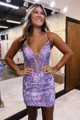 Navy Homecoming Dress Corset Sequin Tight Short Cocktail Dresses