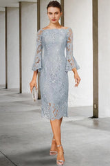 Navy Long Sleeves Mother of the Bride Dress Lace Wedding Guest Dress