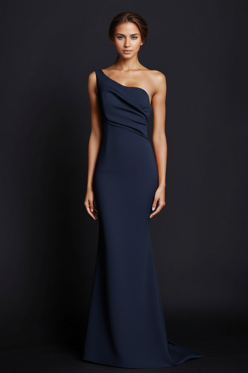 Dreamyannie One Shoulder Khaki Wedding Guest Dress Mermaid Long Formal Dress