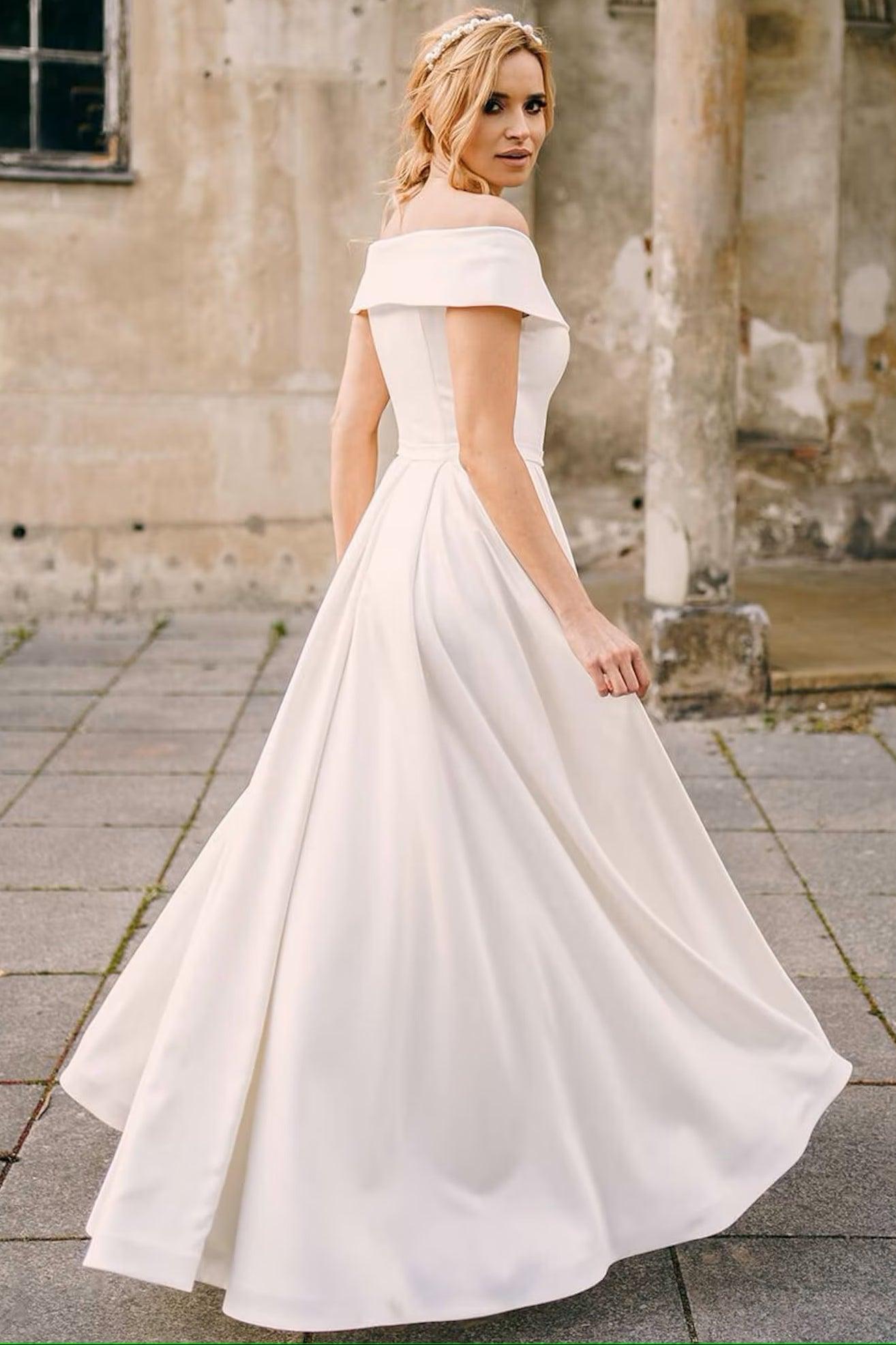 Off The Shoulder A Line Wedding Dress