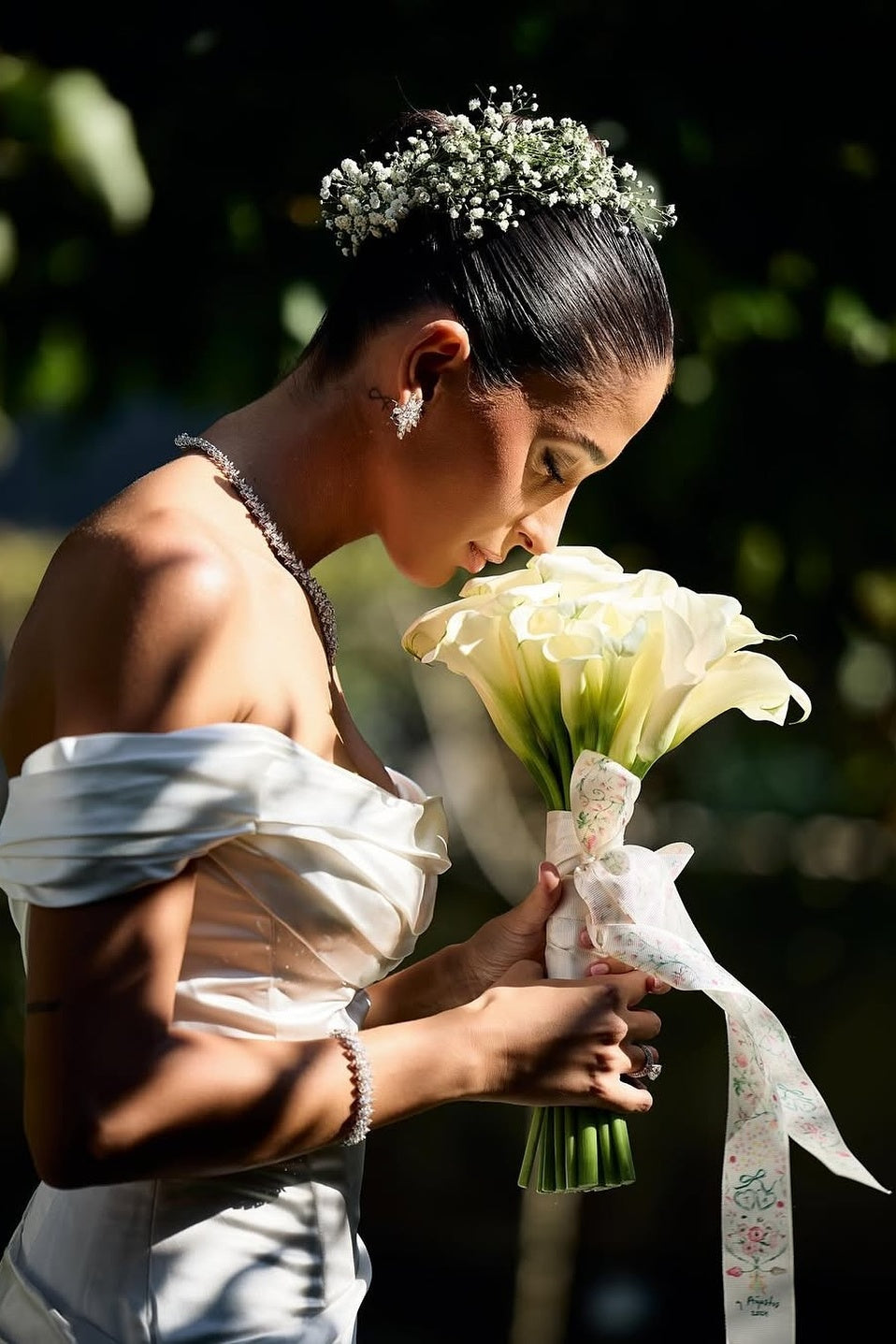 Off The Shoulder Beach Wedding Dress Satin Mermaid Bridal Gown