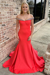 Off The Shoulder Blue Prom Dress Mermaid Long Formal Dress