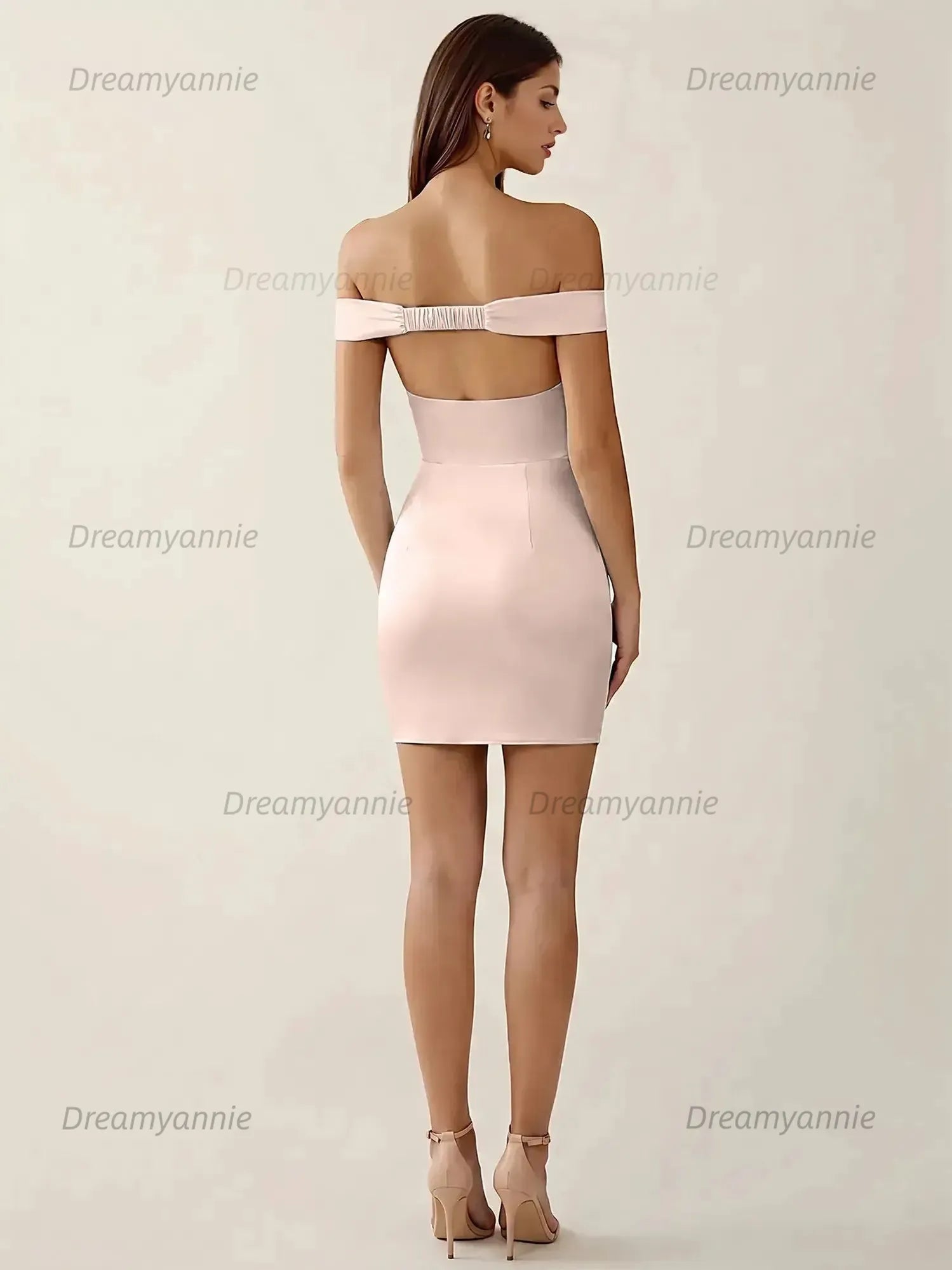 Off-The-Shoulder Ruched Satin Homecoming Dresses Mini Cocktail Dress
