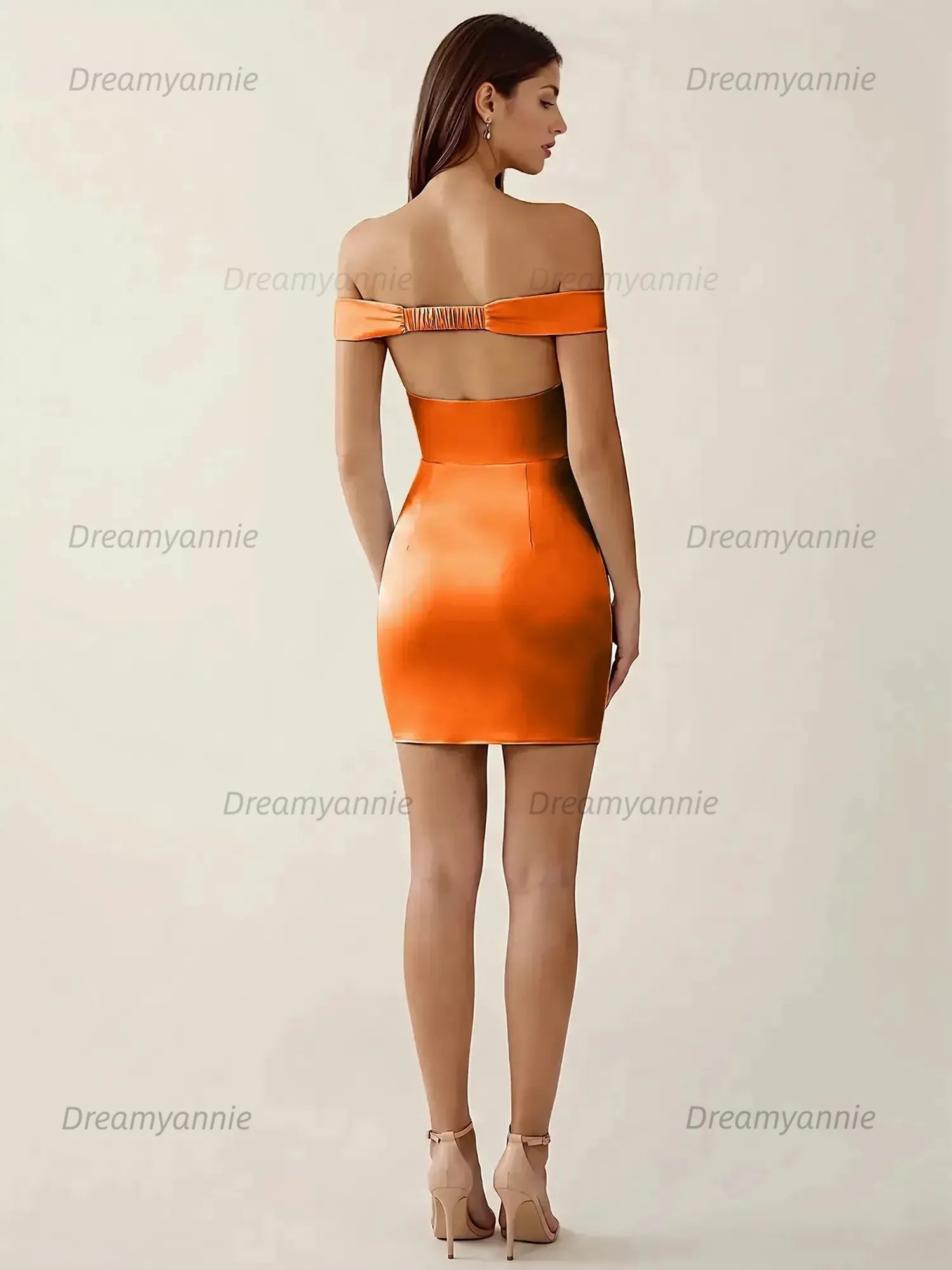 Off-The-Shoulder Ruched Satin Homecoming Dresses Mini Cocktail Dress