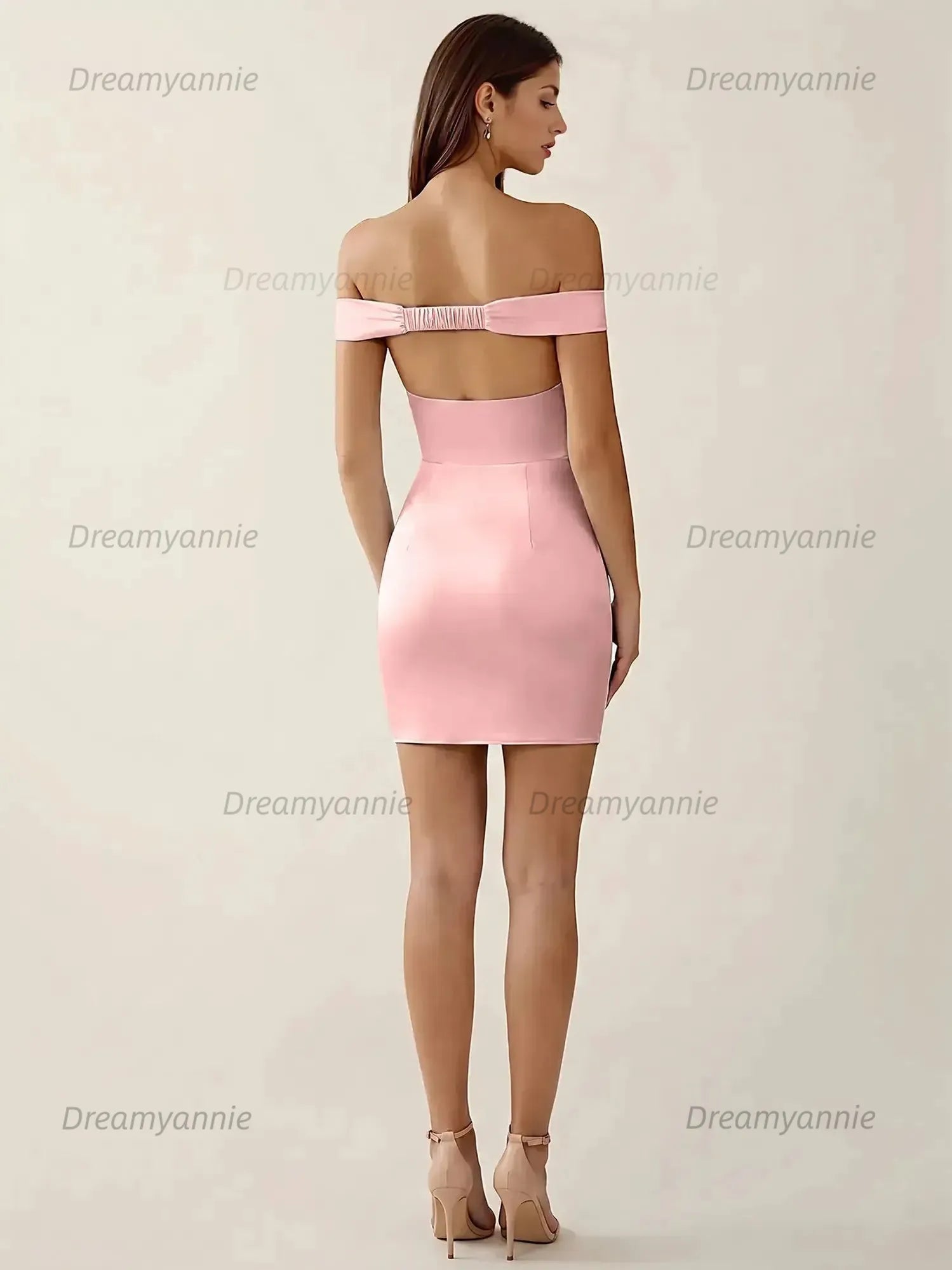 Off-The-Shoulder Ruched Satin Homecoming Dresses Mini Cocktail Dress