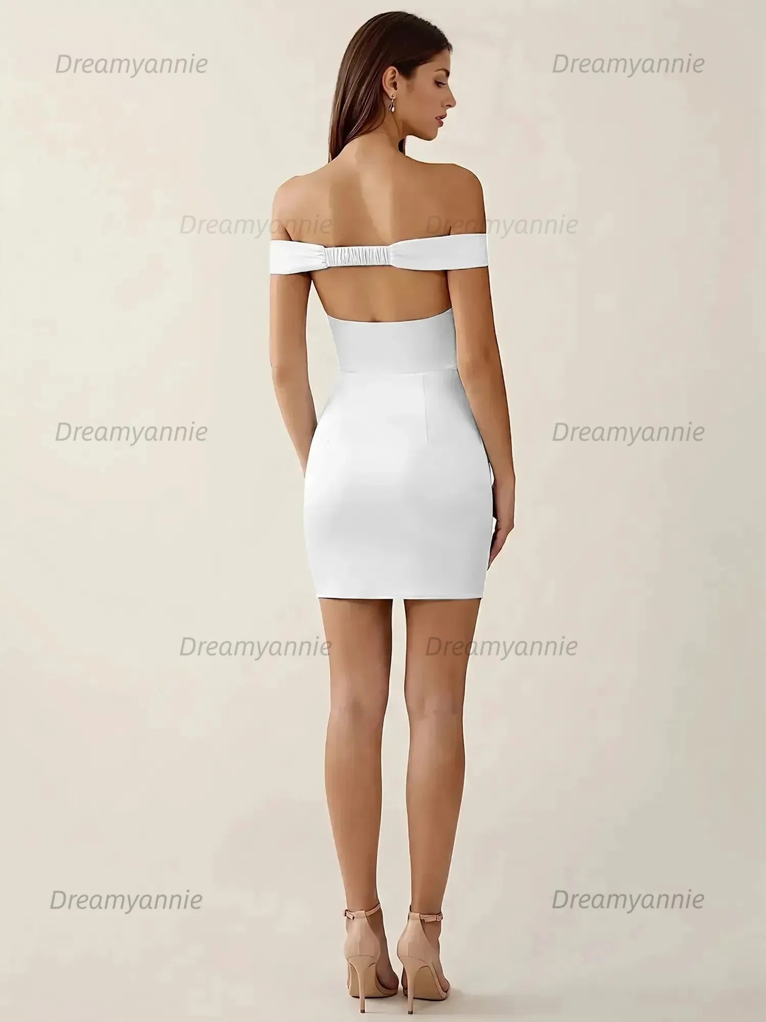 Off-The-Shoulder Ruched Satin Homecoming Dresses Mini Cocktail Dress