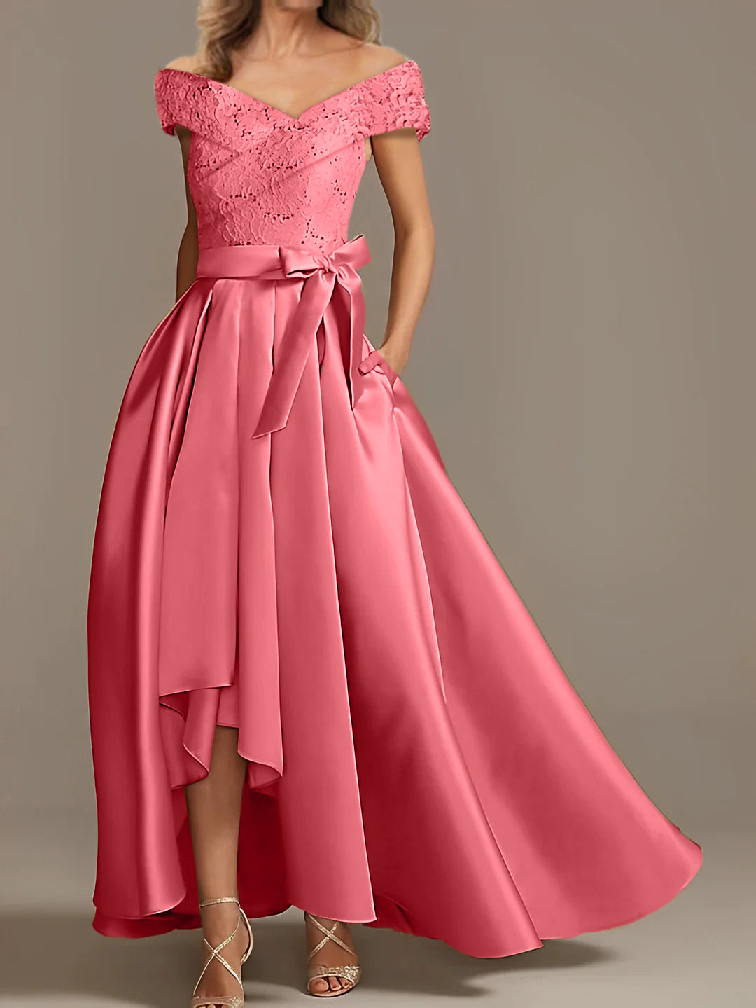 Off the Shoulder Asymmetrical A Line Mother of the Bride Dresses with Ruffles