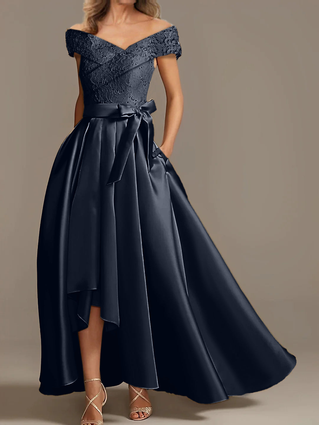 Off the Shoulder Asymmetrical A Line Mother of the Bride Dresses with Ruffles
